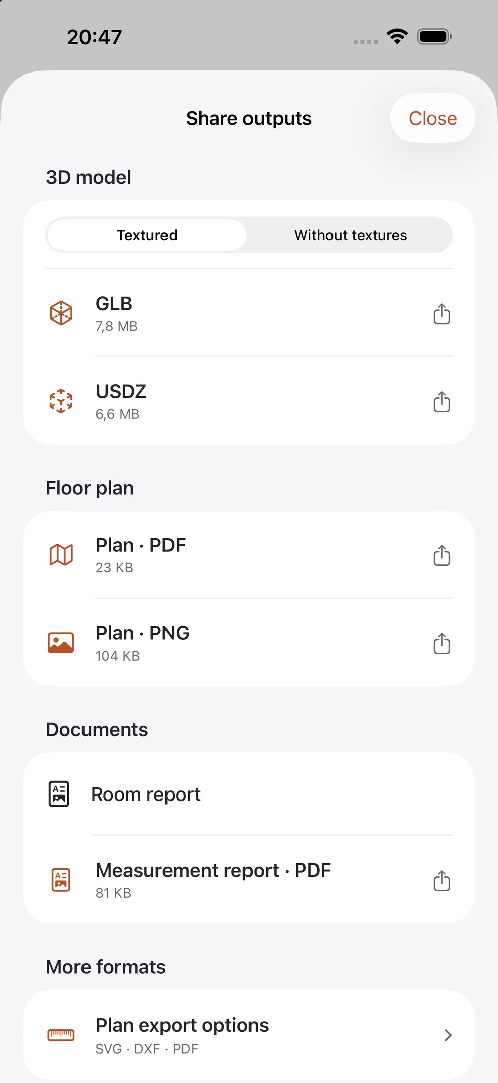 Actual file export options in SpaceCraft